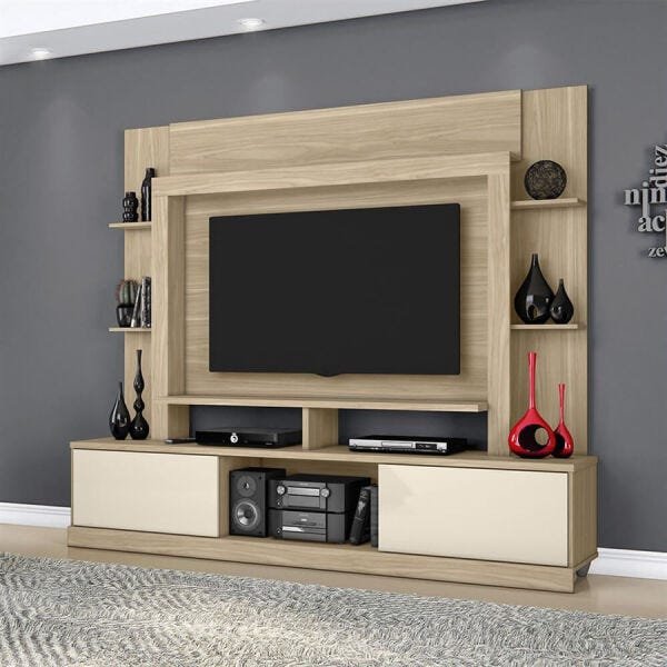 Home Theater Kiatu para TV até 55 Polegadas com 2 Portas de Correr Macchiato / Off White - 8