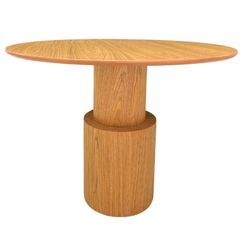 Mesa de Jantar Cilindro Spin Redonda 90 Cm Tampo Freijó Base Freijó