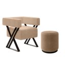 Ver imagem 2 de Kit Poltrona e Puff Decorativa Dunas Estilo Industrial:bouclé Bege