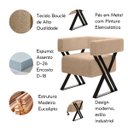 Ver imagem 5 de Kit Poltrona e Puff Decorativa Dunas Estilo Industrial:bouclé Bege