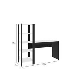 Escrivaninha Mesa de Estudo Office 120 Cm com Prateleira Artemis Preto/branco - 6