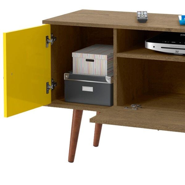 Rack Tuhan com 2 Portas e 3 Nichos Demolição/Amarelo Ool - 3