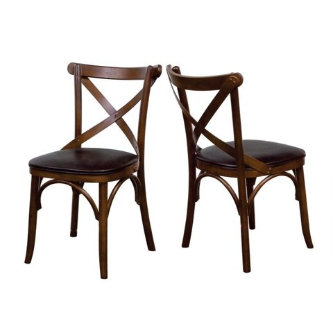 Cadeiras Estofadas com Encosto em X Prime Wood Cor Capuccino (kit 2 Cadeiras)