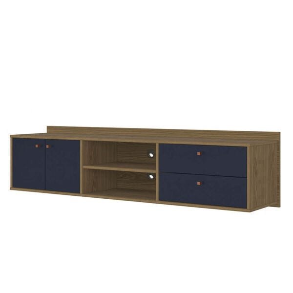 Rack Suspenso Helvi para TV até 48 Polegadas com 2 Portas Freijó/Azul Navy - 2