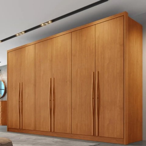 Guarda-Roupa Casal 6 Portas e 6 Gavetas 100% MDF Reno 276,2x236,4cm Marrom/Cinamomo