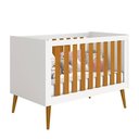 Ver imagem 1 de Berço Mini Cama Noah com Pés em Madeira – Branco e Savana Berço Mini Cama Noah Branco/Savana com Kit