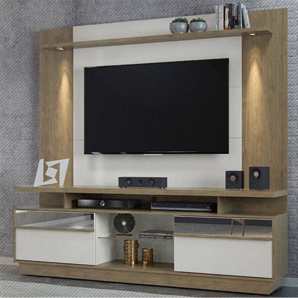 Home Theater Estola para TV até 60 Polegadas com 2 Portas de Correr Diversas Cores Ool Avela / Off White - 10