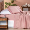 Ver imagem 2 de Jogo Cama Lençol Honore Solteiro Micro Percal 200 Fios C/ Detalhes Bordados 3 Peças - Sal Rosa