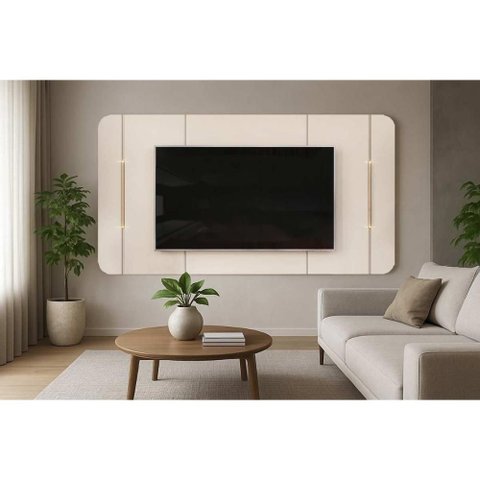 Painel Quarto P/ Tv até 75 Pol Areta 218x132cm Off White - Dj Móveis