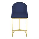 Ver imagem 3 de Banqueta Alta Bela Suede Azul Marinho Base Metálica Industrial Dourado - Pallazio