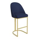 Ver imagem 1 de Banqueta Alta Bela Suede Azul Marinho Base Metálica Industrial Dourado - Pallazio