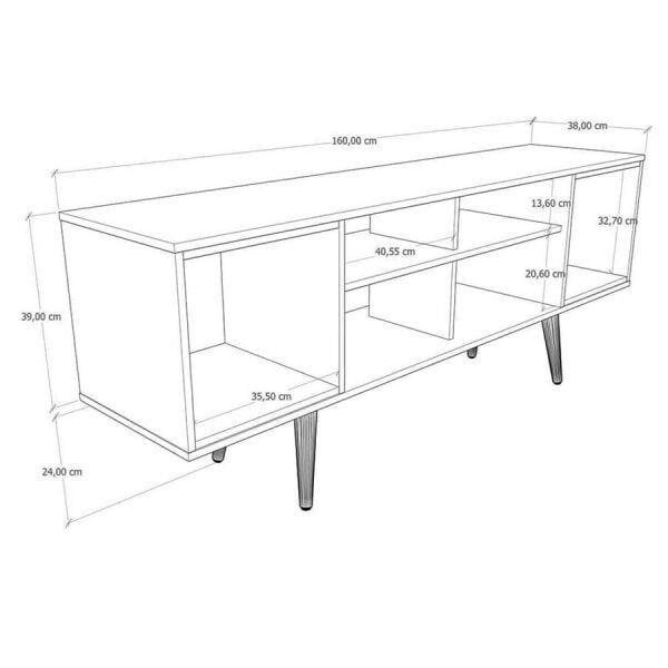 Rack Kalla para TV até 42 Polegadas com 1 Porta Basculante Preto/Cinamomo - 7