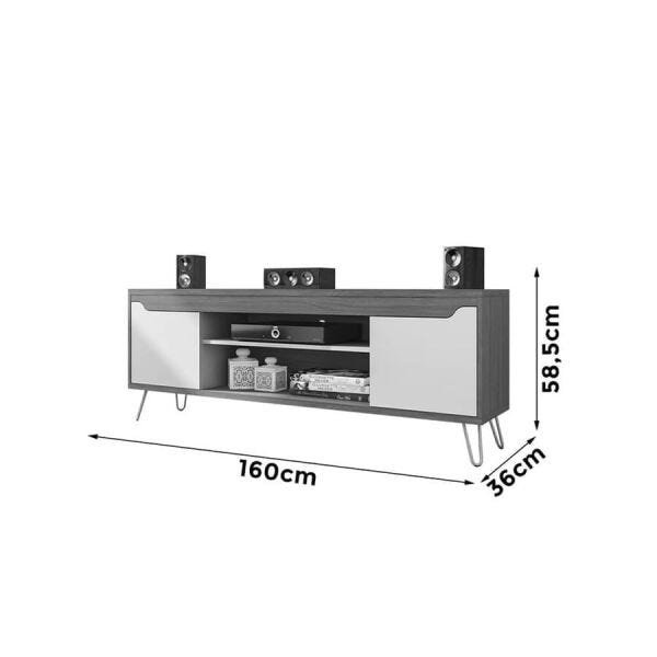 Rack Zumeti para TV até 60 Polegadas com 2 Portas Cinamomo/Off White Ool - 6