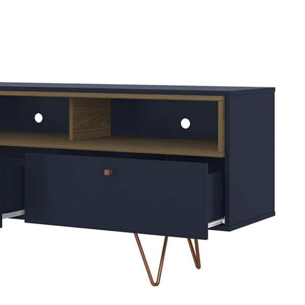 Rack Luar para TV até 42 Polegadas com 2 Gavetas Azul Navy/Freijó - 6