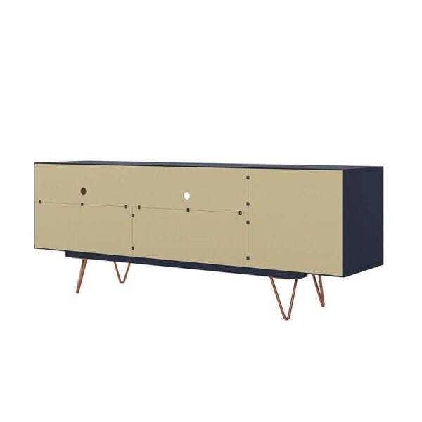 Rack Luar para TV até 42 Polegadas com 2 Gavetas Azul Navy/Freijó - 4