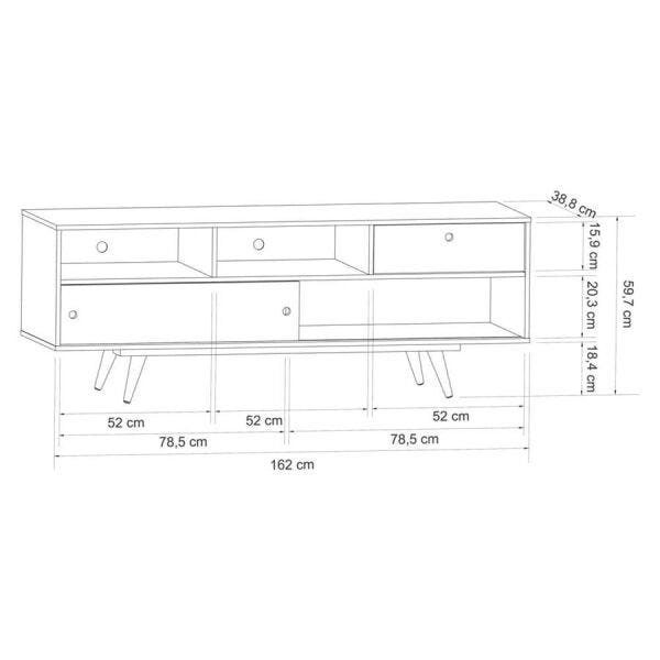 Rack Kollen para TV até 42 Polegadas com 1 Porta Deslizante Grafito/Rosê - 7