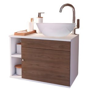 Conjunto Gabinete para Banheiro Completo com Cuba Itália