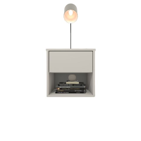Mesa de Cabeceira Suspensa com 1 Gaveta e 1 Nicho 100% Mdf Plancasa:off White