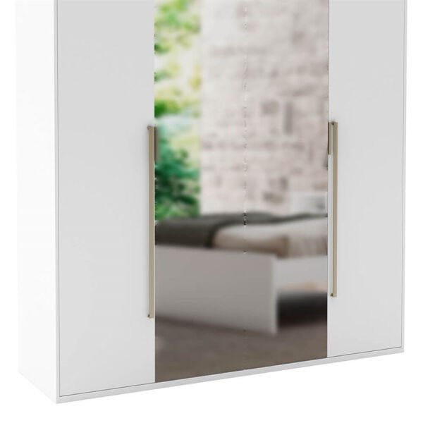 Guarda-Roupa Elisabeth 178,5cm com 4 Portas Articuladas com 2 Espelhada 100% MDF Branco - 5