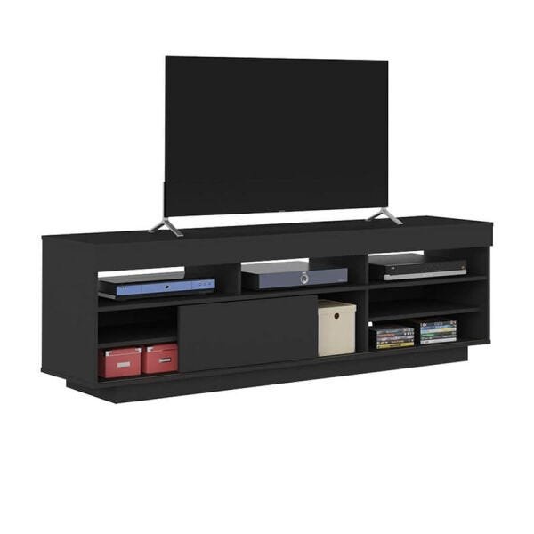 Boston Rack Rack Boston com Nichos e Portas de Correr Preto | MadeiraMadeira
