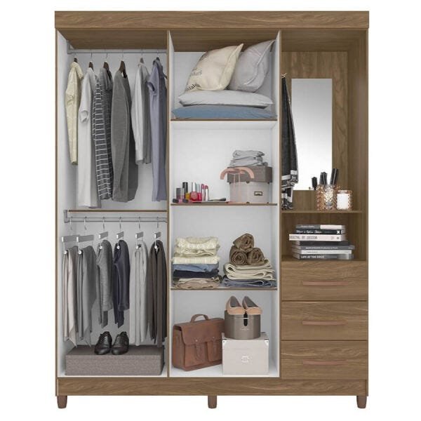 Guarda-Roupa Beion 163cm com 4 Portas e Espelho Canela OOL - 4