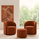 Ver imagem 1 de Kit 02 Poltronas Gaia + Puff Living Decorativo Curvo Orgânico Boucle Terracota - Montanaris Decor