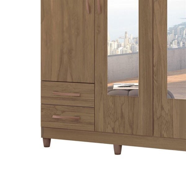 Guarda-Roupa Zoroma 182cm com 4 Portas e 2 Espelhos Canela OOL - 5