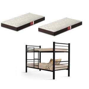 Beliche 100% Ferro/aço Cristal Vira 2 Camas C/grade Proteção e Escada + 2 Colchões D-23 -pelmex -pre