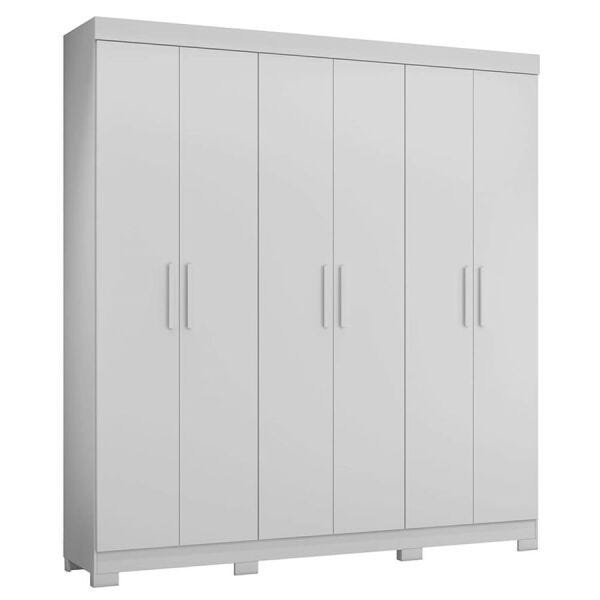 Guarda-Roupa Bolteo 200cm com 6 Portas e 2 Gavetas Branco Fosco - 1