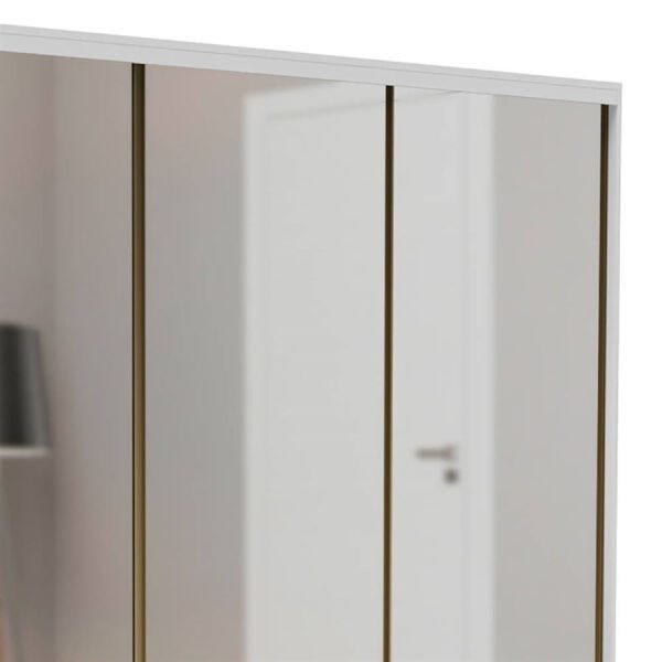 Guarda-Roupa Wulfrig 227cm com 3 Portas de Correr Espelhadas 100% MDF Branco - 5