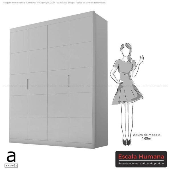 Guarda-Roupa Encanto 168cm com 4 Portas e 3 Gavetas 100% MDF Rosê Acetinado OOL - 8