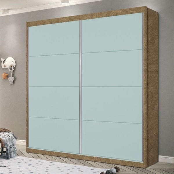 Guarda-Roupa Harmonia 183cm com 2 Portas de Correr 100% MDF Menta/Amêndoa OOL - 9