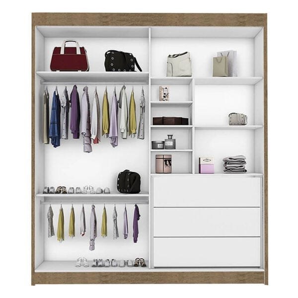 Guarda-Roupa Harmonia 183cm com 2 Portas de Correr 100% MDF Menta/Amêndoa OOL - 4