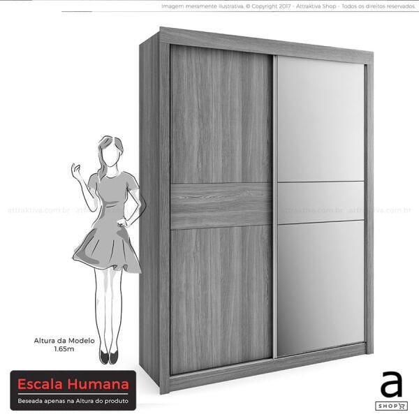 Guarda-Roupa Nirandir 166cm com 2 Portas Freijó OOL - 6