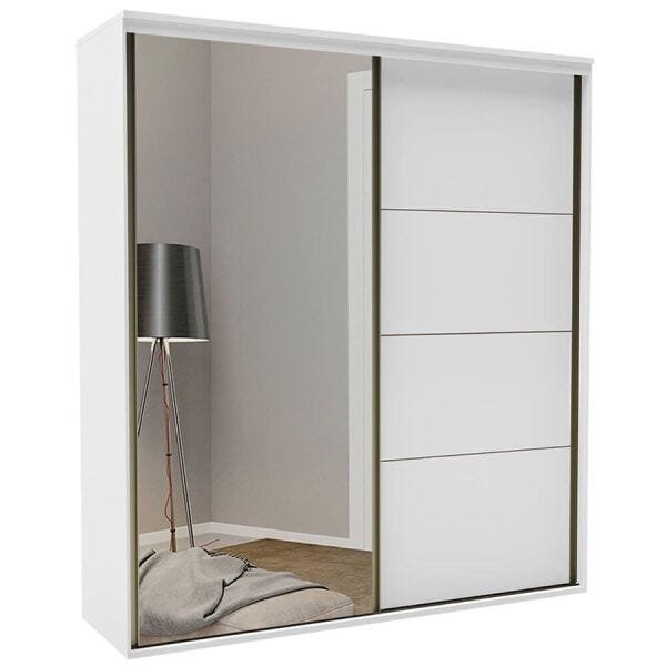 Guarda-Roupa Blima 207cm com 2 Portas de Correr com Espelho 100% MDF Branco - 1