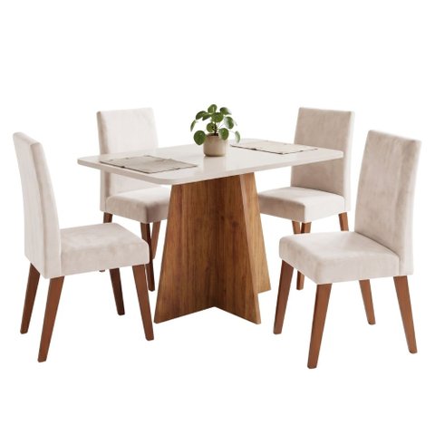 Conjunto Sala de Jantar Mesa 1,20m Moove 4 Cadeiras Milano Viero