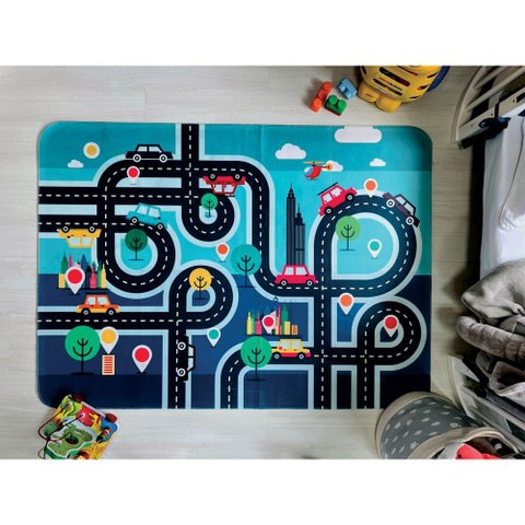 Tapete Infantil Emborrachado Antiderrapante Divertido 95cmx130cm City