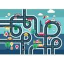 Ver imagem 2 de Tapete Infantil Emborrachado Antiderrapante Divertido 95cmx130cm City