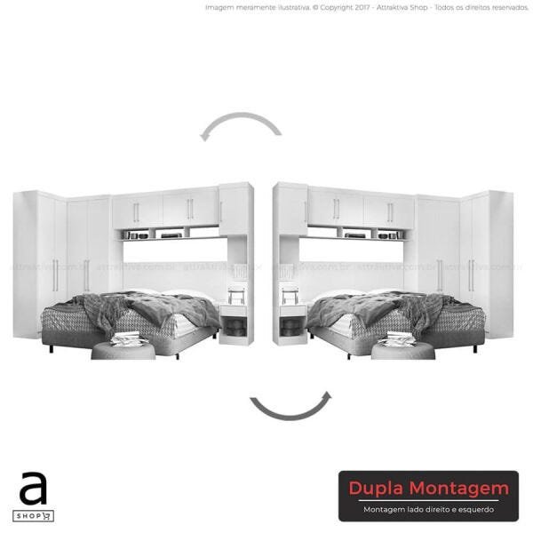 Conjunto de Quarto Casal Modulado Olenpu com 9 Portas Branco - 8