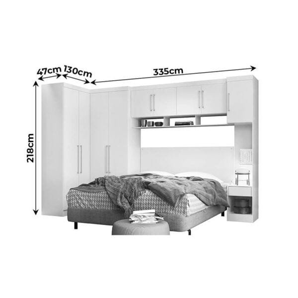 Conjunto de Quarto Casal Modulado Olenpu com 9 Portas Branco - 6