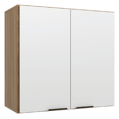 Armário de Cozinha e Lavanderia com 2 Portas Duplo Aéreo Módulo Suspenso Nogal/branco Paris