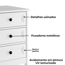 Ver imagem 7 de Comoda 6 Gavetas e 02 Mesas de Cabeceira 3 Gavetas Branco Dtall