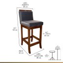 Ver imagem 4 de Banqueta Média Encosto Estofado 38 x 92 cm Turim Madeira Maciça Pinhão CCS Cor:Kit 2 Suede Cinza