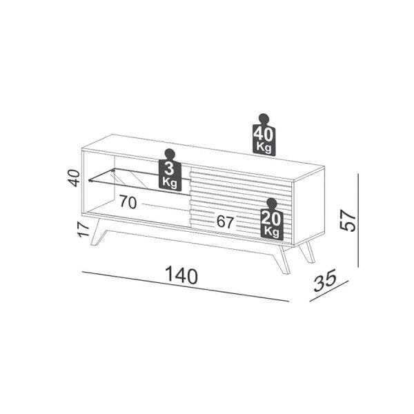 Rack Ribbo com 3 Nichos e 1 Porta de Correr (MDF) Freijó/Off White - 5