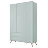 Guarda-Roupa Theo 136cm com 3 Portas e 2 Gavetas 100% MDF Menta/Nature - 1