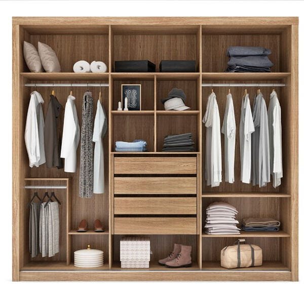 Guarda-Roupa Nirandir 246cm com 3 Portas Freijó / Branco OOL - 2