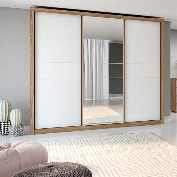 Guarda-Roupa Nirandir 246cm com 3 Portas Freijó / Branco OOL - 9