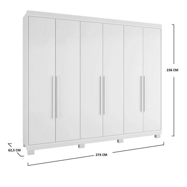 Guarda-Roupa Morim 274cm com 6 Portas Branco OOL - 4