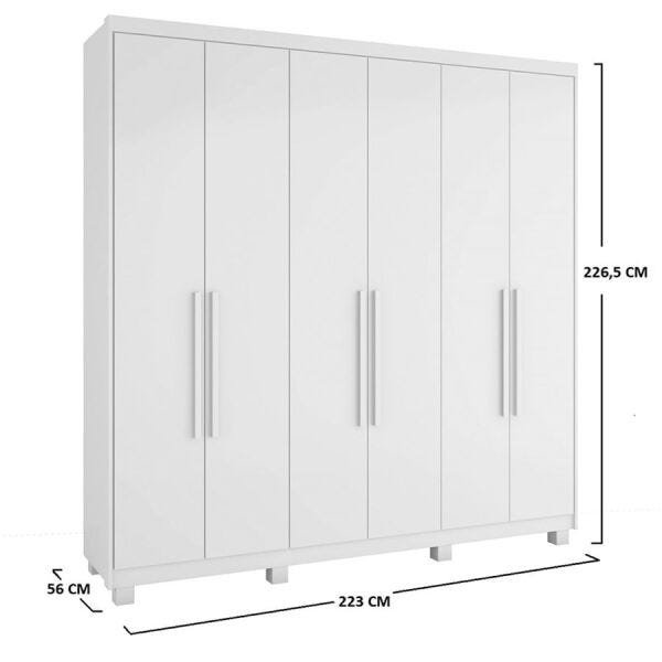 Guarda-Roupa Dico 223cm com 6 Portas Branco OOL - 5