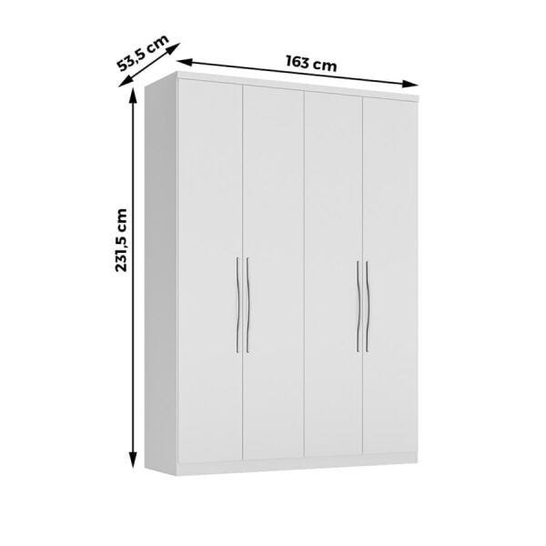 Guarda-Roupa Moineau 163cm com 4 Portas Branco OOL - 6